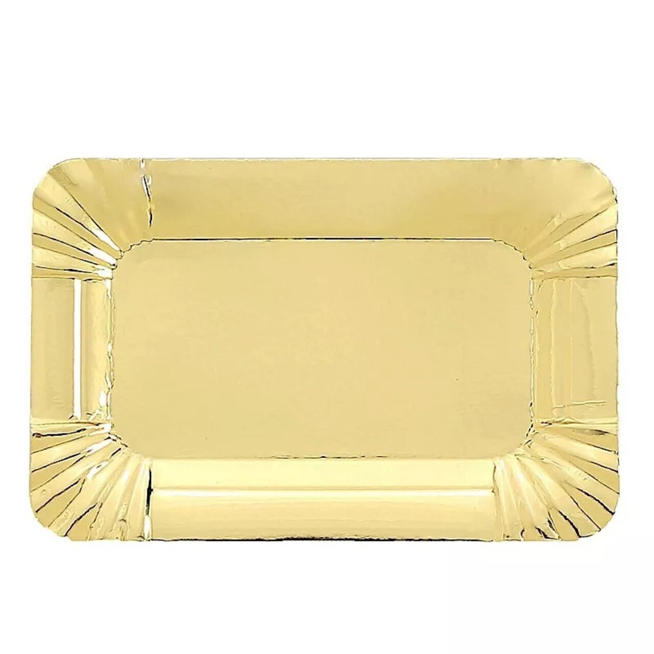 10 Gold 6" Rectangular Mini Paper Serving Trays Scalloped Design Party Supplies